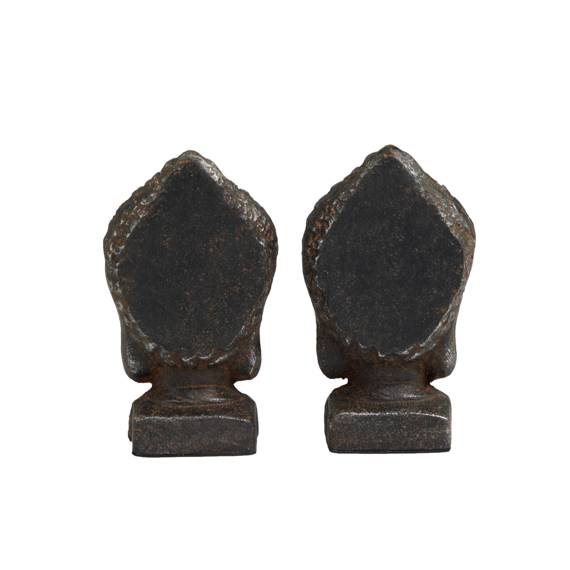 6.25" Black Antique Finish Metal Buddha Bookends, 2ct.